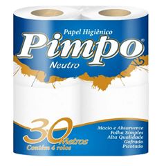 PAPEL HIGIÊNICO FOLHA SIMPLES PIMPO - 16X4X30M