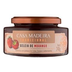 GELEIA TRADICIONAL DE MORANGO COM PEDAÇOS CASA MADEIRA 240G